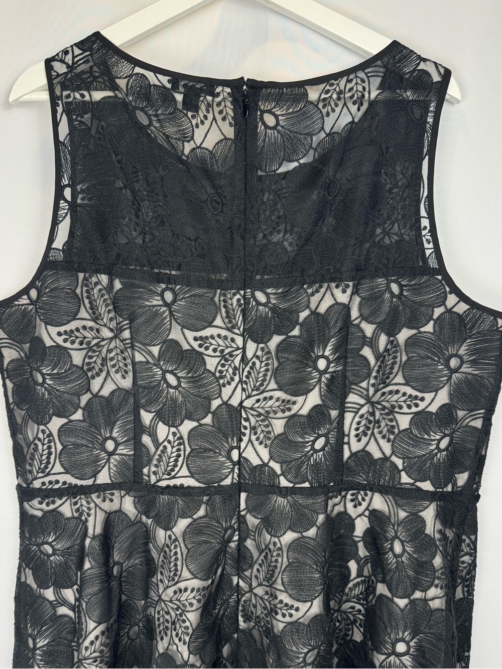 Ann Taylor Black Lace Overlay Sleeveless Midi Dress Cocktail Dress Formal Sz 18 - Picture 6 of 10